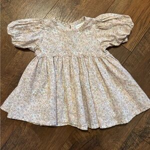 Floral Puff-Sleeve Jamie Kay Baby Dress - Pastel Pink & Cream